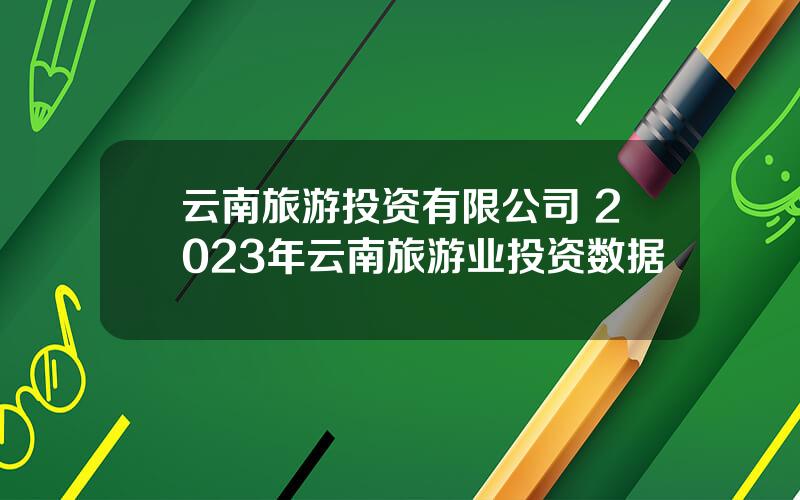 云南旅游投资有限公司 2023年云南旅游业投资数据